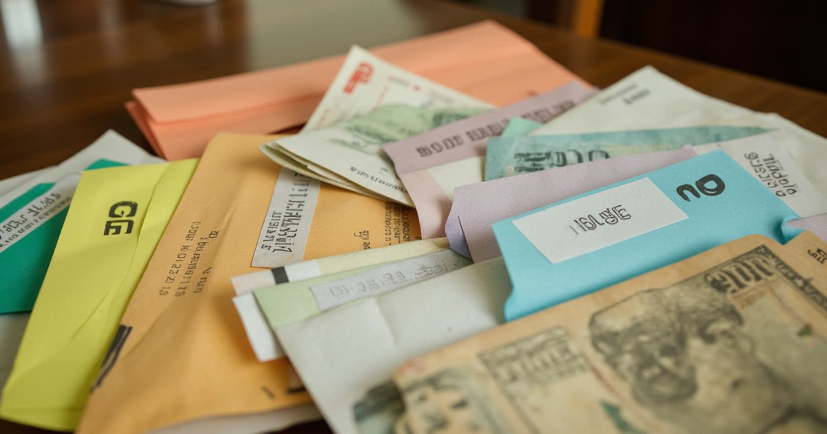Photo representing cash organized in labeled envelopes